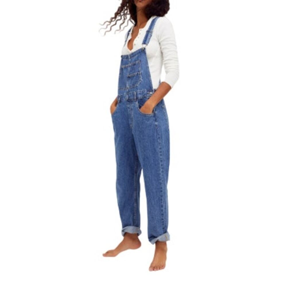 Free People Blue Denim Overalls Jumpsuit